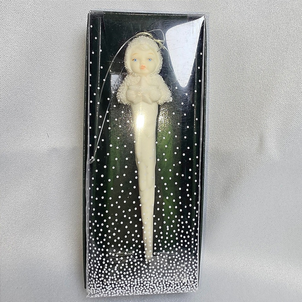 Vintage Department 56 Snowbabies Icicle Ornament 6811-0 White Bisque 1990s